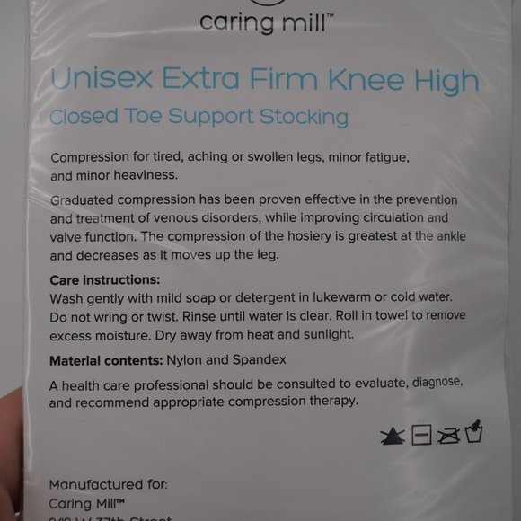 Caring Mill NEW Unisex Extra Firm Knee High Closed Toe Support Stocking Large - Picture 4 of 5